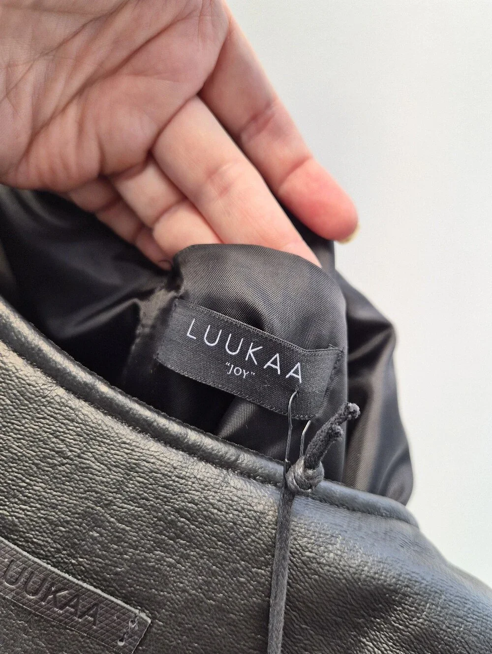 Luukaa Joy Black Faux Leather Lagenlook Hobo Bag Minimalist Slouchy Market Tote